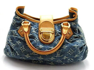 LOUIS VUITTON Handbag Pleaty Monogram Denim Blue